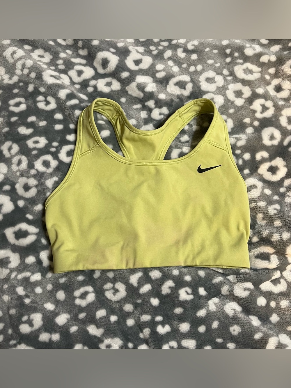 Nike Light Yellow Racerback Sports Bra with Black Swoosh